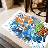 Bluey Soccer Adventure Customizable Name Area Rug Design for Playrooms Kitchen Entryway Outdoor Antislip Carpet Anime Office Decor