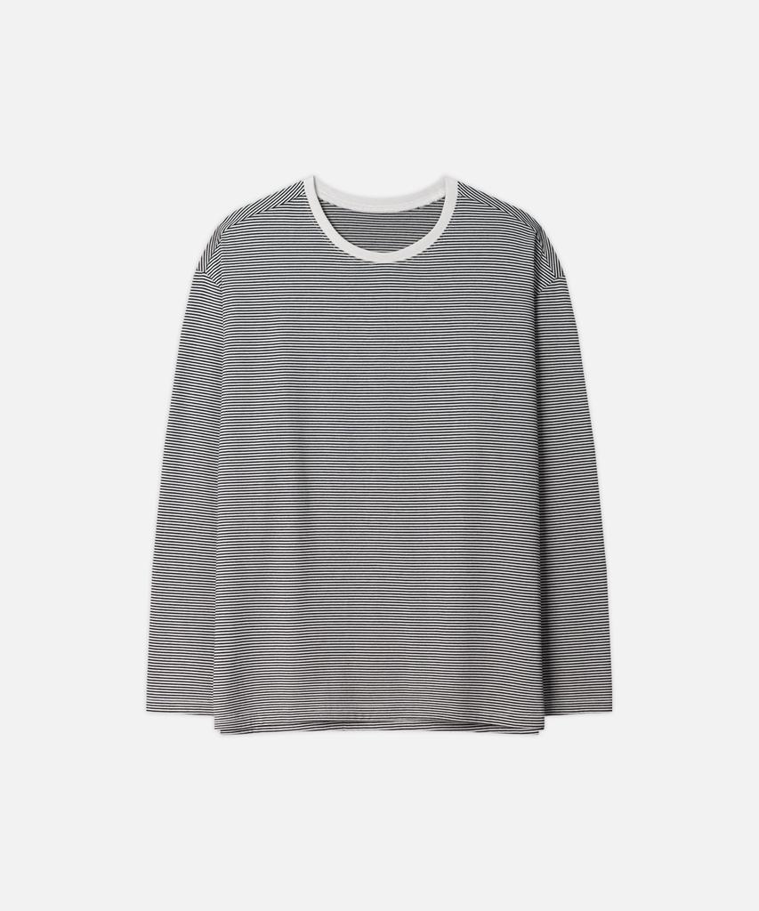 DRAW FIT Striped T-Shirt [Charcoal]