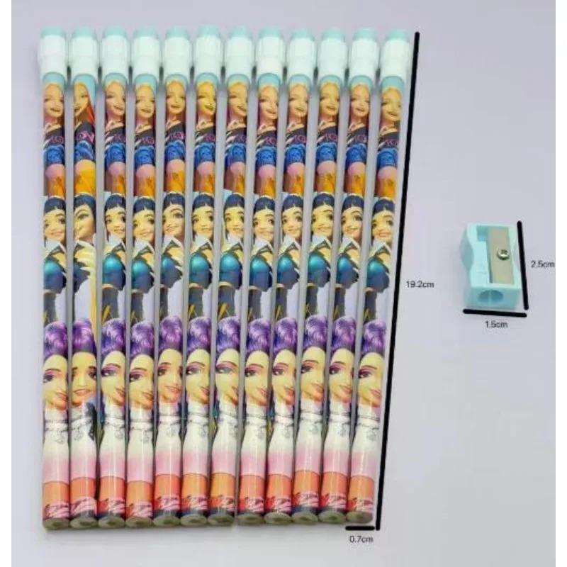 Brand New 12-piece KPOP Pencil Set In Cartoon Style, Perfect for Students, Includes a Pencil Sharpener
