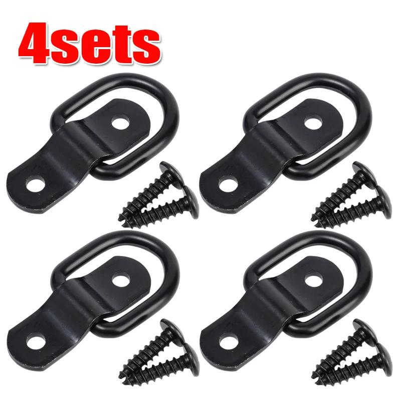 Heavy Duty D-Ring Pull Hook Stainless Steel Trailer Tie Down Anchor Black Secure Cargo Car Truck Enclosed Multi Purpose Mount