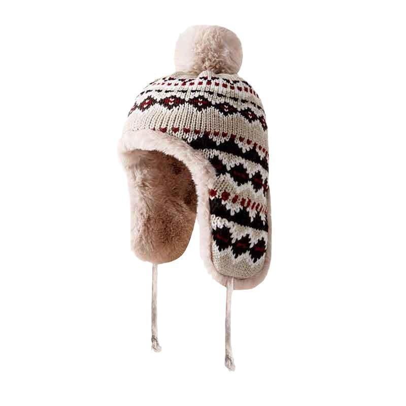 Traditional Style Knitted Hat For Women With Ear Protection And Neck Guard For Winter Cold Weather