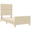 Bed Frame with Headboard Cream 90 X 190 Cm Fabric