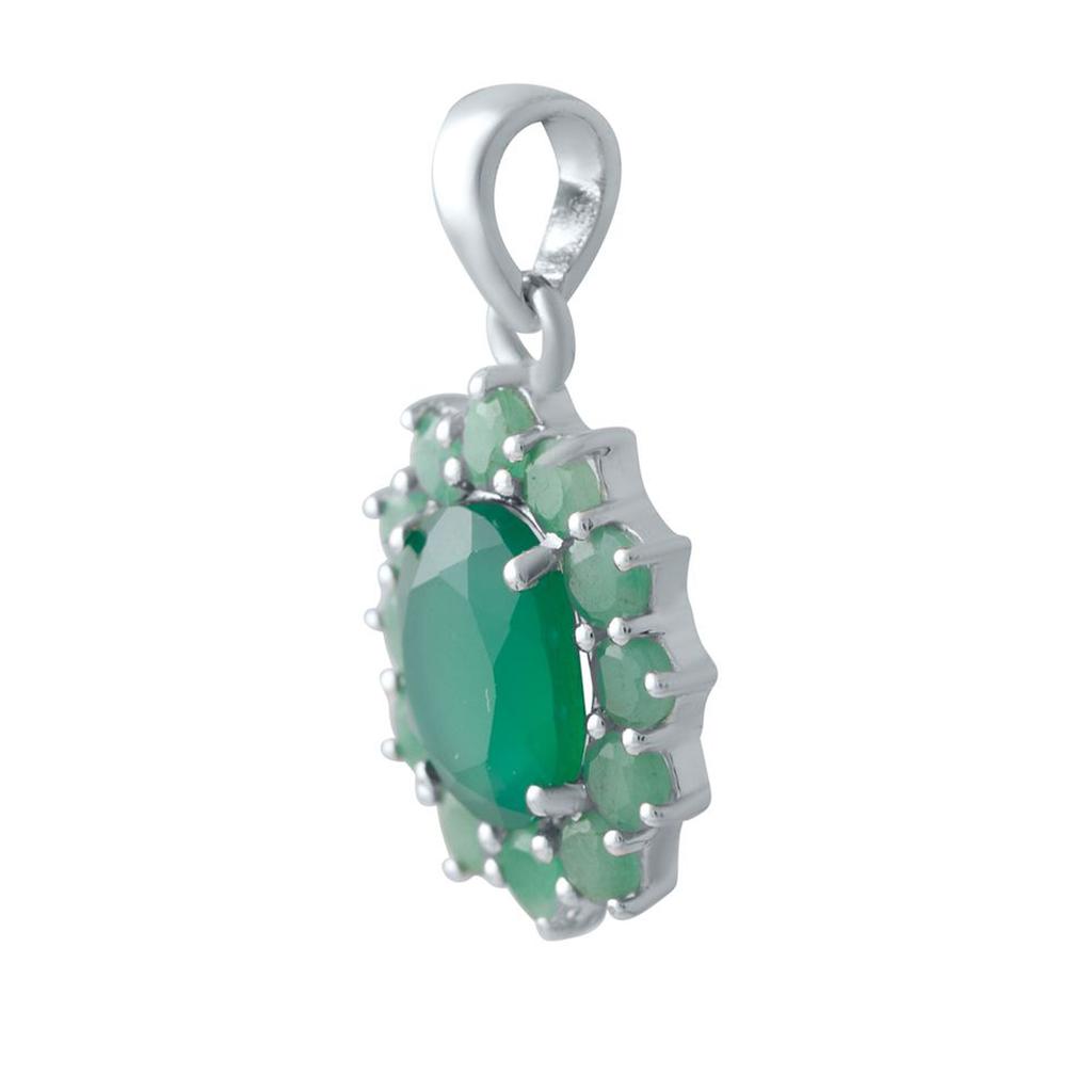 Silver Pendant with Emerald 3.77ct (2042396)