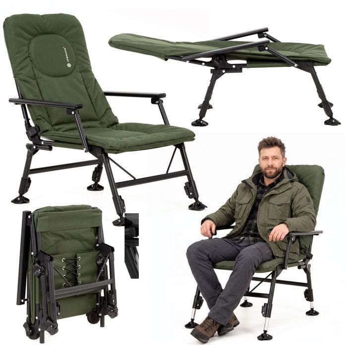 Springos Folding Chair – Camping, Fishing, Beach, 5 Positions, Up To 140 Kg with Table
