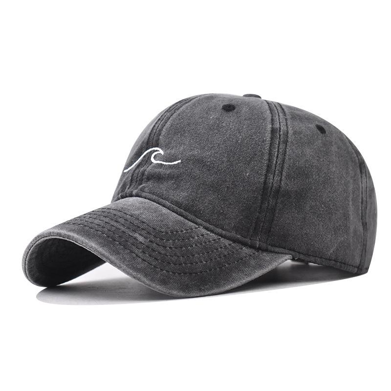 

Simple Vintage Hip Hop Hats For Women Men Snapback Caps Wave Ripple Embroidery Baseball Cap Solid Color Washed Cotton Dad Hats Adjustable