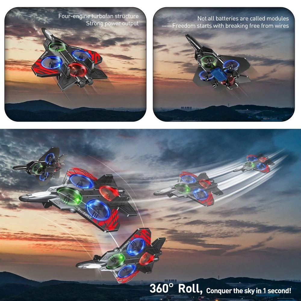 Rechargeable Four Motor Helicopter Toy Gravity Sensing RC Hobby Jet Plane  Kids Toddlers Children