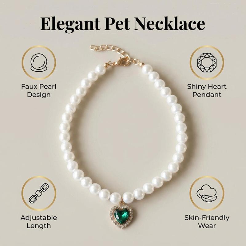 

Princess Style Pet Pearl Collar for Dogs Cats-Cute Adjustable Jewelry Accessory for Puppy Kitten Chihuahua Perfect Wedding Gift S темно-зеленого