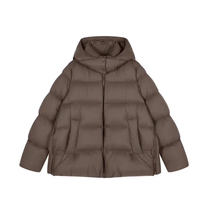 Premium sense 90 white duck down jacket women's short 2024 winter large thickened fashion hooded meat cover bread jacket