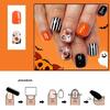 Halloween Press On Nail Plastic Artificial Nail Featuring Ghostly Stripes And Pumpkin Bat Designs For Costume Parties