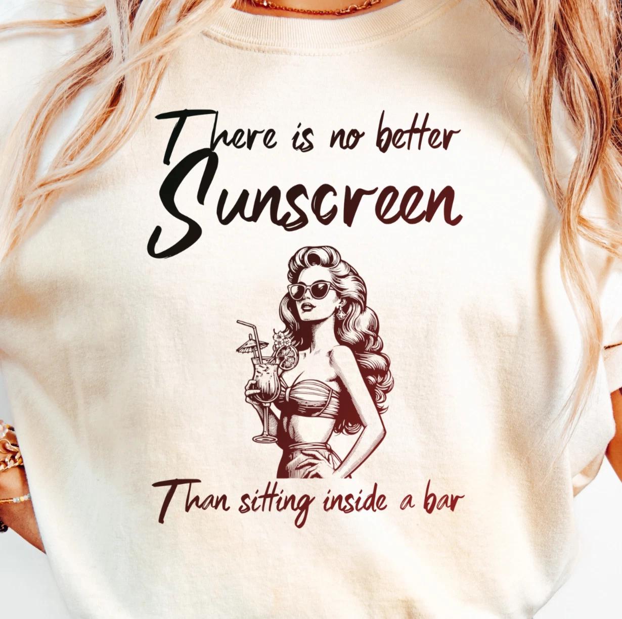There Is No Better Sunscreen T-Shirt | Retro Pinup Suncare Design, Sassy Bar Tee XL