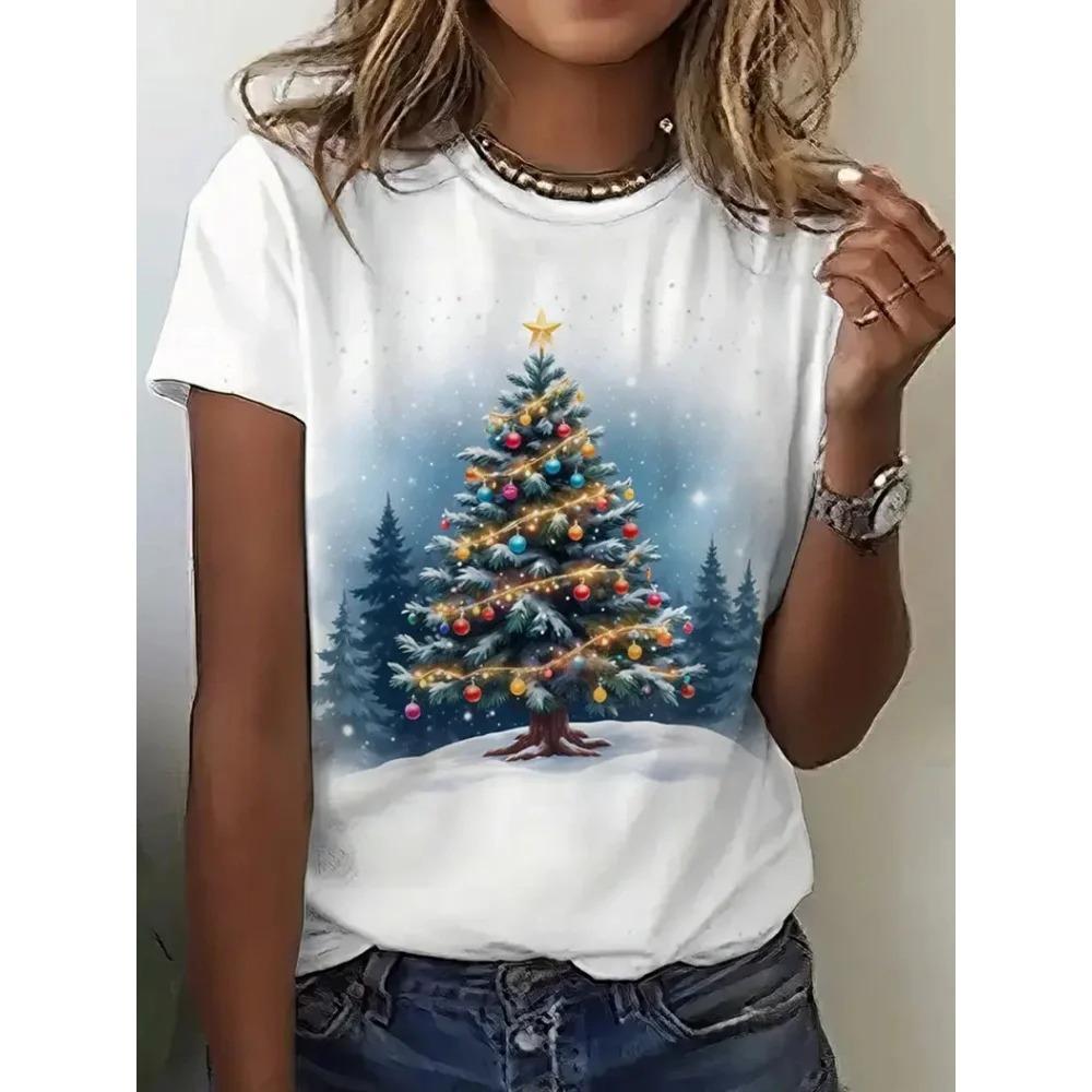3D Kätzchen Druck Damen T-Shirt Alltags Lässig Damenmode Kurzarm Damen Locker Und Bequem Weihnachten Oberteil
