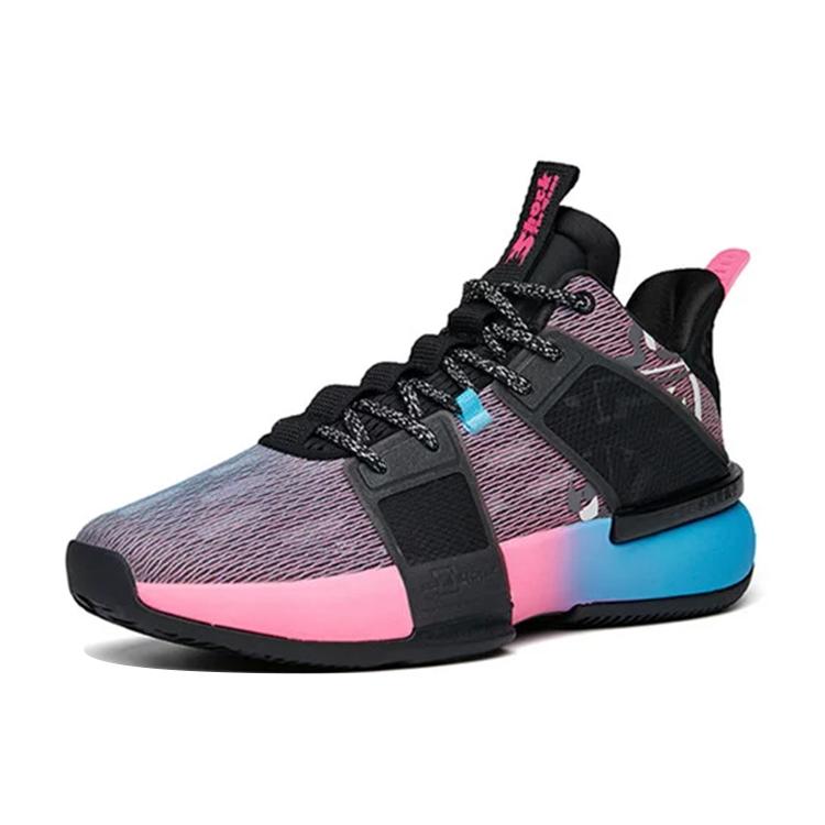 New ANTA Basketball Shoes Men Mid Top Black/Pink/Blue 112131605S-1