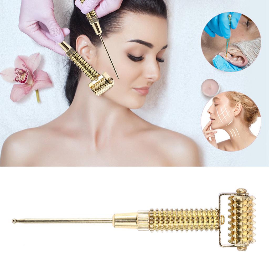 Acupuncture Points Detector Probe Facial Ear Acupoints Spring Needle Massage Roller (Gold)