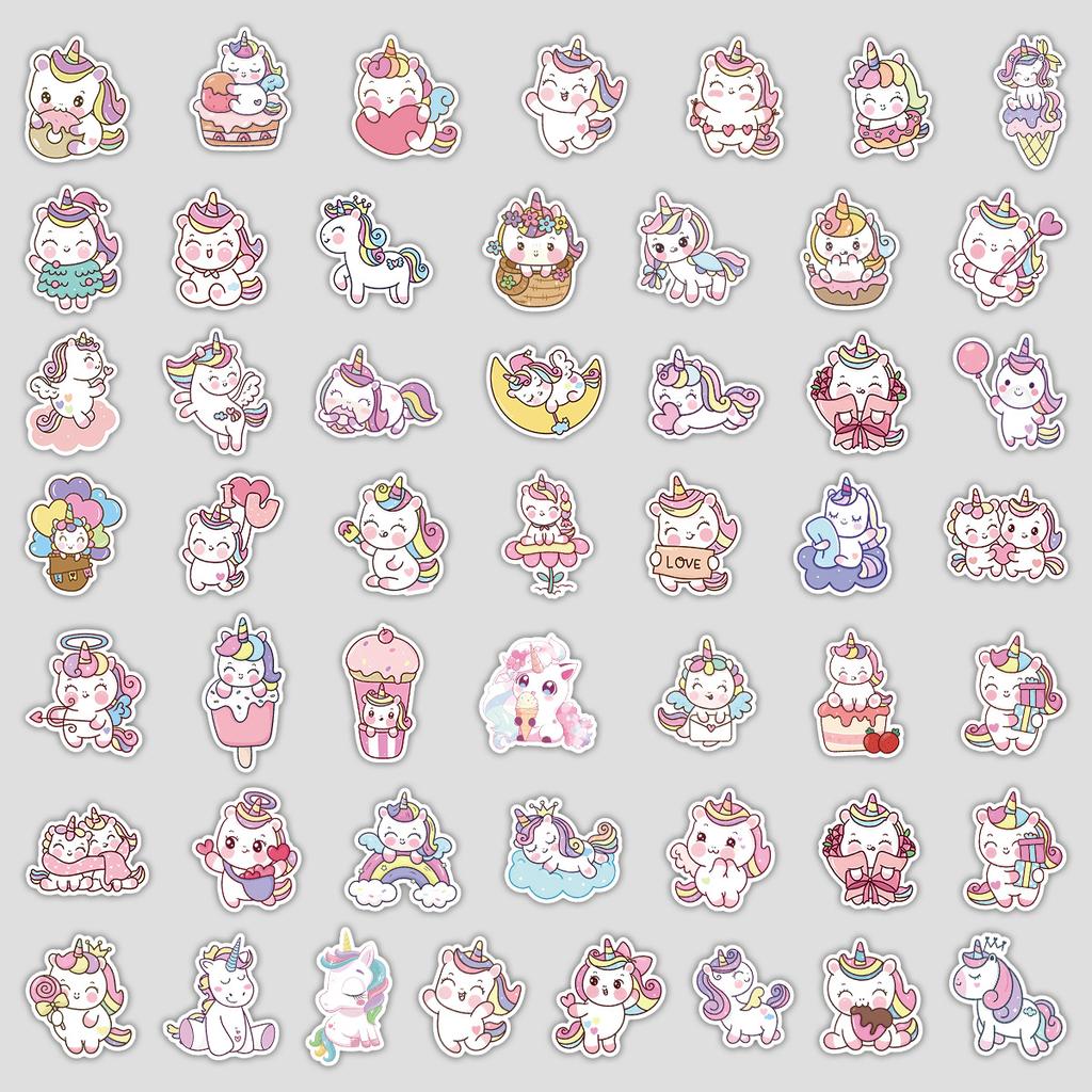 50 Cute Wind Unicorn Graffiti Stickers Creative Stationery Stickers Water Cup Computer Waterproof Decorative Stickers