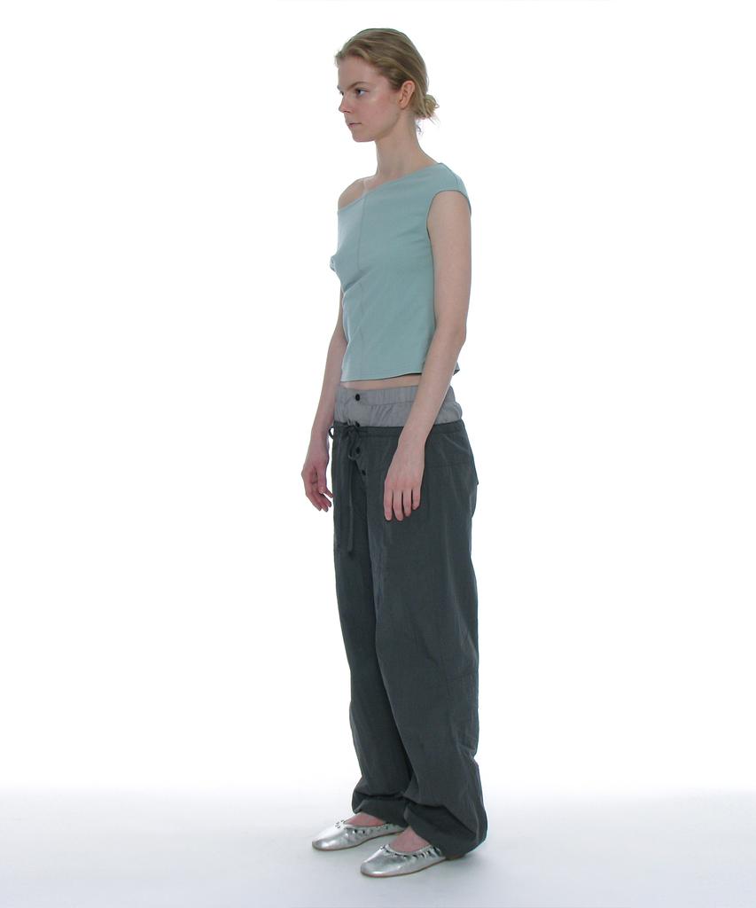PARTIMENTO WOMEN Double Waist Parachute Pants_Charcoal