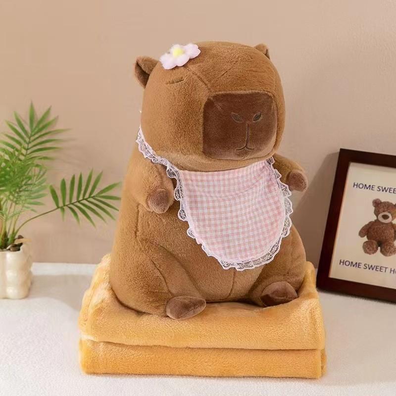 Tortoise Plush Capybara Stuffed Animal Travelfriendly With 2in1 Pillow Blanket