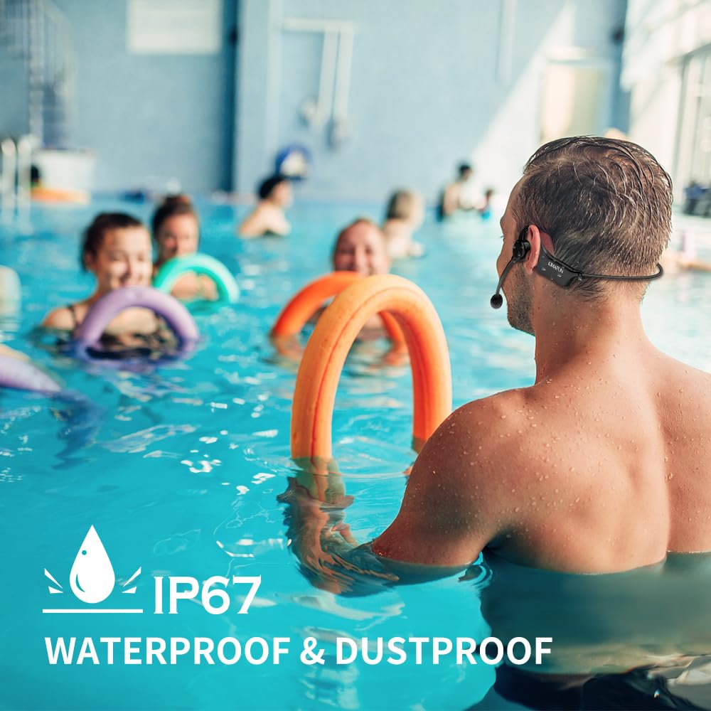 KIMAFUN 2.4G Drahtloses Fitness-Headset-Mikrofon mit IP67 Wasserdicht- und Staubdicht-Schutz, Plug & Play, Sofortige Verbindung, Rauschunterdrückung,