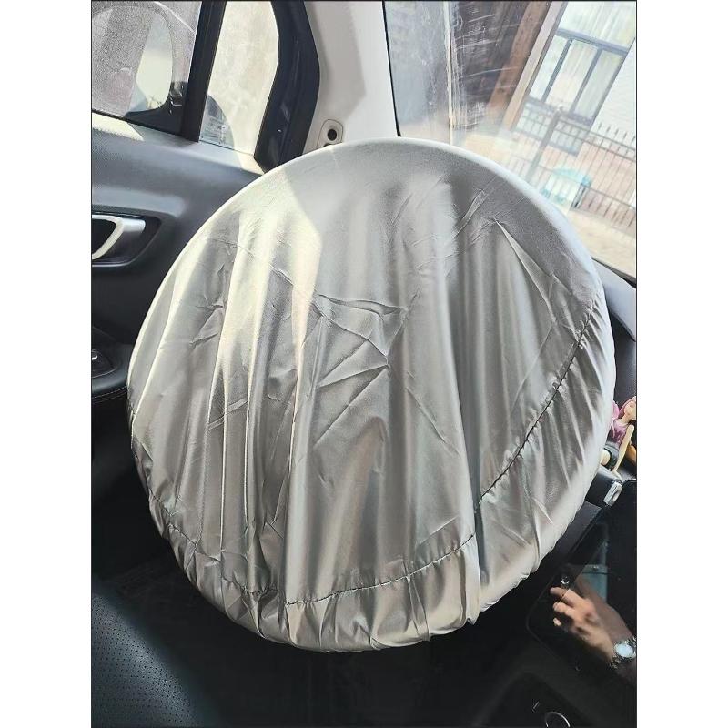 Car Steering Wheel Cover with Sunshade. Polyester Steering Wheel Sunshade. Sunshade for Heat Insulation And Protection. Universal Car Sunshade 1pc