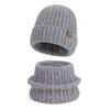 Winter Hat Scarf Set Women's Outdoor Velvet Warm Knitted Hat Ear Protection Head Wool Hat
