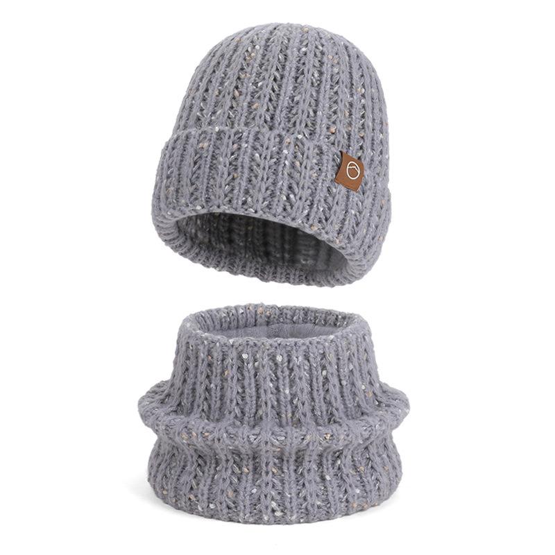 Winter Hat Scarf Set Women's Outdoor Velvet Warm Knitted Hat Ear Protection Head Wool Hat