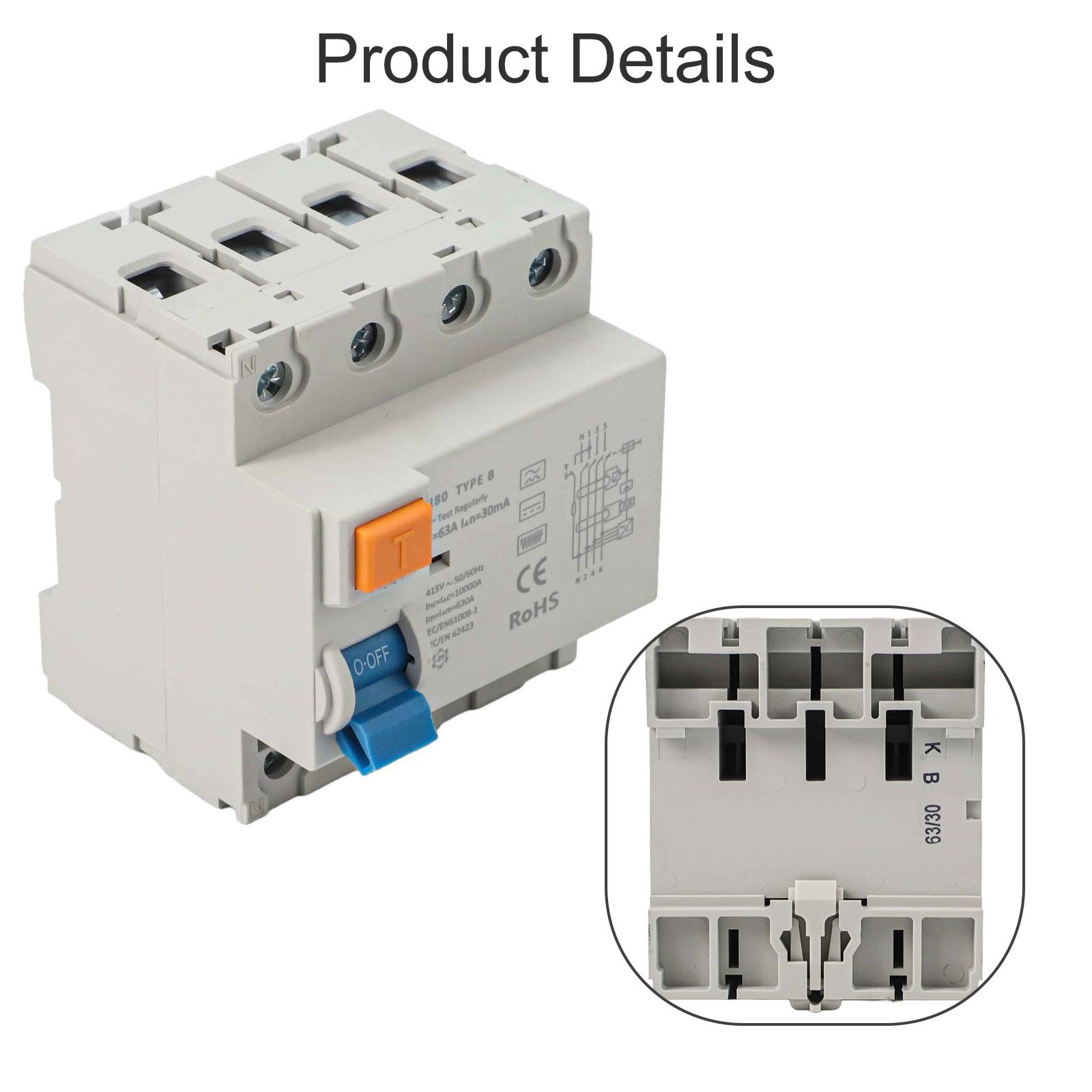 

FI Circuit Breaker 63A 30mA 4 Pin Type B RCD for Residual Current Protection in Residential and Industrial Applications China Mainland