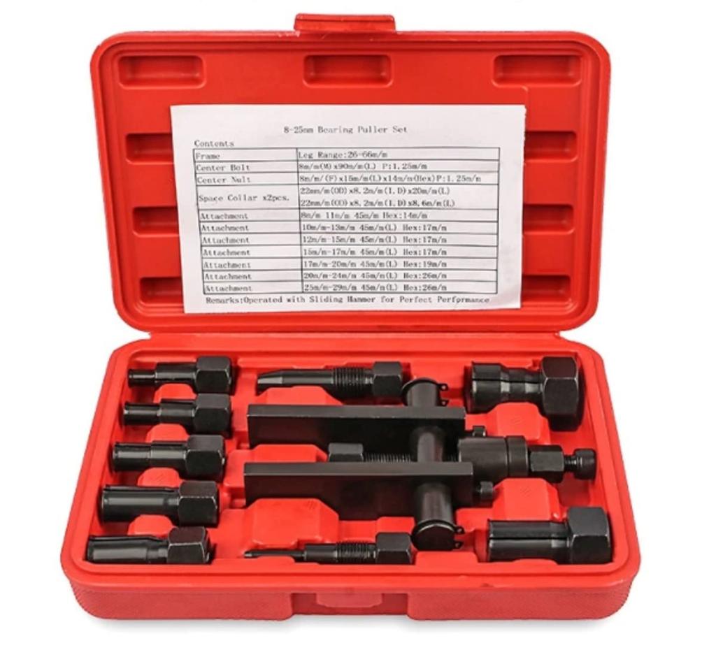 Pilot Bearing Puller Set, 8-25mm, 10-Piece Bearing Tool for Cars and Motorcycles, Perfect for Bearing Replacement