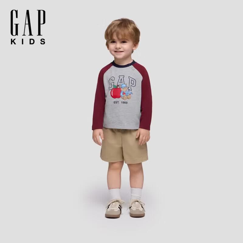 GAP Boys' Logo Print Color-Block Long-Sleeve T-Shirt