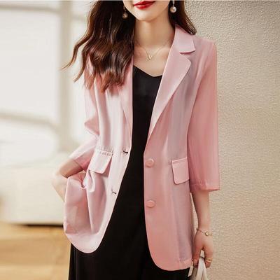 Women's Thin Tencel Blend Summer Blazer Jacket