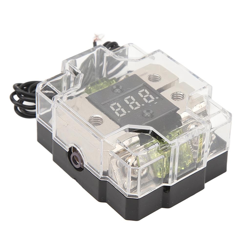 Car Audio Fuse Holder 4GA IN 4GA OUT 100A Digital Display Stereo Distribution Block Box for Automobile Boat Yacht RV