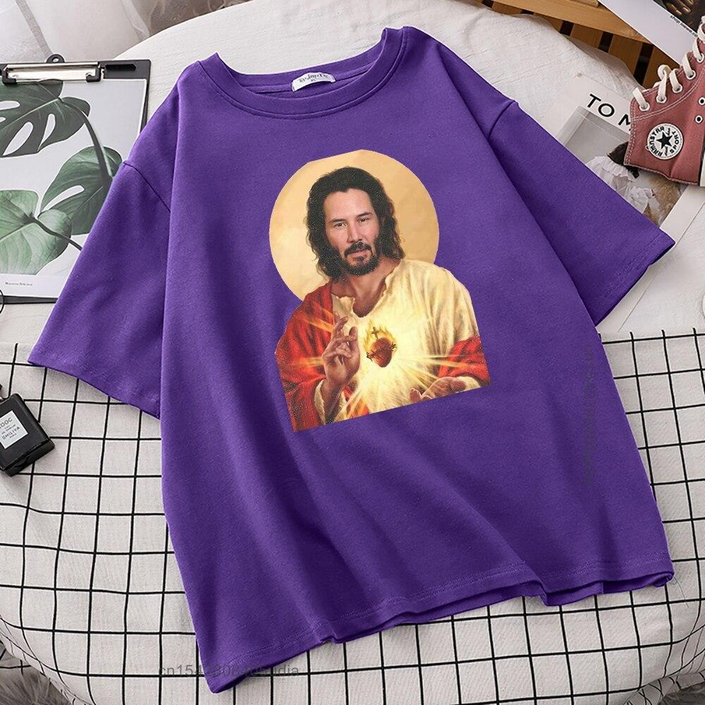 Funny Jesus Keanu Reeves Give You Heart Print Tshirts Fashion Men T Shirt HipHop Brand TShirt Summer Male Causal Tshirts