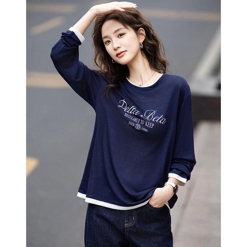 Women s Summer Letter Print Color Block T-Shirt M