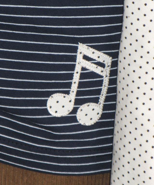 RONRON Dot Note Applique Long Sleeve Navy