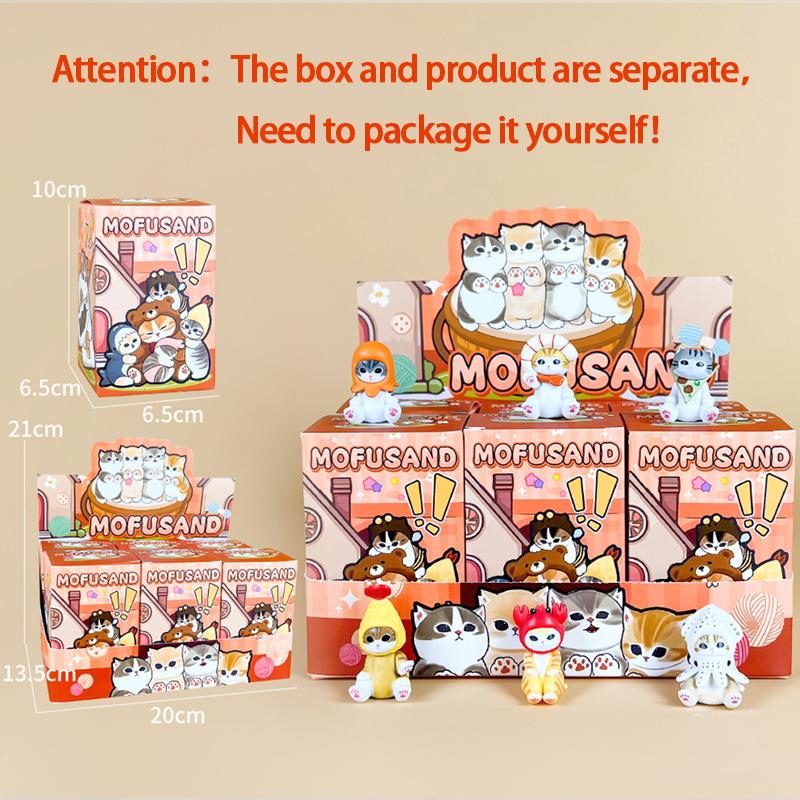 Mofusand Serie 6 stuks Cartoon Haai Kat Garnaal Zeevruchten Rollenspel Desktop Ornament Speelgoed Auto Decoratie Verzamelobjecten Cadeaus