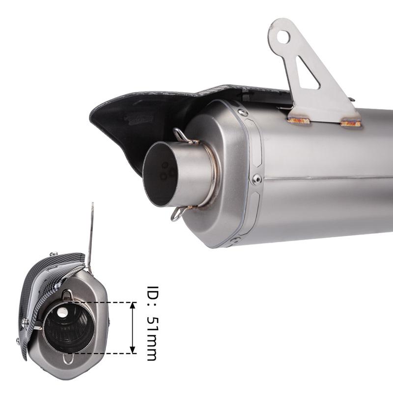 Universal 51MM Motorcycle Exhaust Muffler Escape For R1 er6n sv650 Z800 R1 cb650f cb1000r F850 Z900 S9