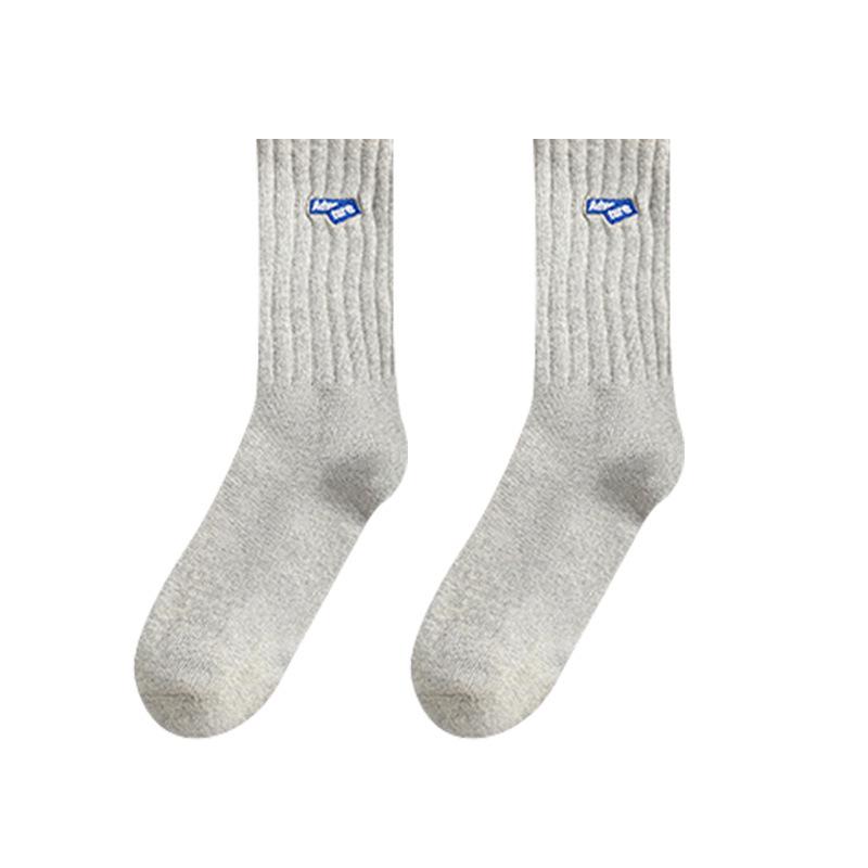 Zhuji Men's Deodorant Sports Socks - Autumn & Winter Mid-Tube, Sweat-Absorbent, White, Trendy Style