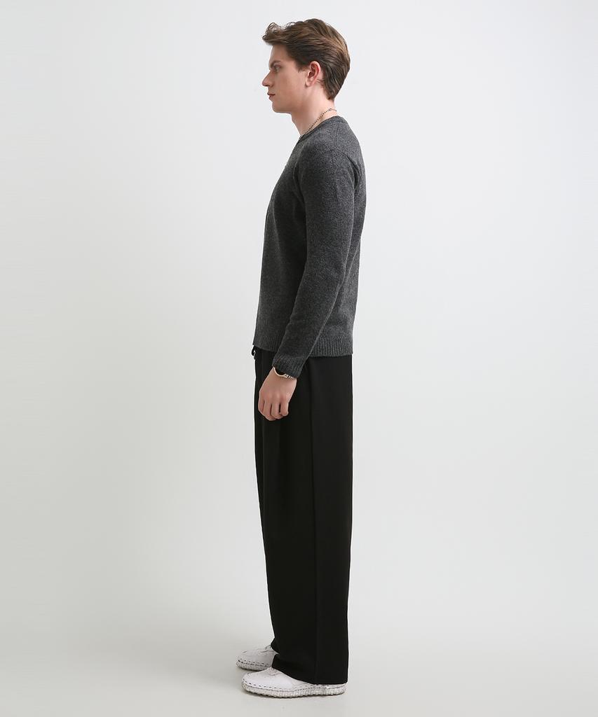 Seuteulaikeu Fine Blend Classic Crew Neck Knit (Charcoal)