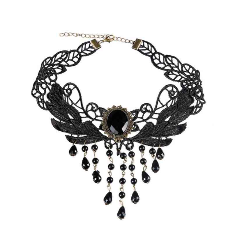 Handmade Black Lace Crystal Clavicle Necklace - European & American Popular Jewelry