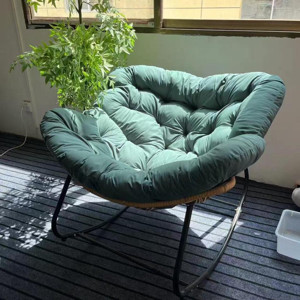“Nordic Light Luxury Bird's Nest Rattan Rocking Chair for Living Room or Balcony – Extra Large for Adults”