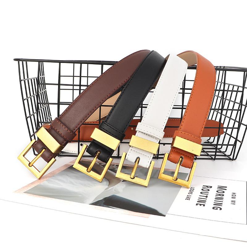 Fashion Pu Womens Leather Waist Belt With Square Pin Buckle For Business Wear