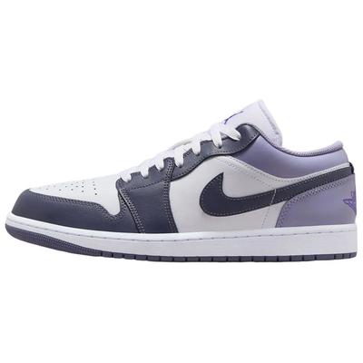 Zapatillas de Baloncesto Vintage de Caña Baja Air Jordan 1 Antideslizantes Resistentes al Desgaste para Hombre Púrpura Blanco Jordan 553558-145