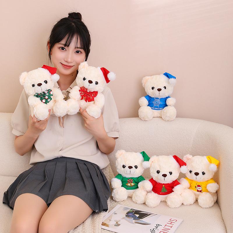 Cute Christmas Teddy Bear Doll Plush Teddy Bear Hug Bear Doll Children's Companion Soothing Ragdoll Doll