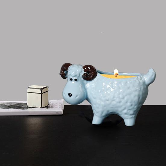 Cartoon Sheep Candle Holder Votive Tealight Candle Stand Living Room Bathroom Candlestick Decoration Table Centerpiece Ornament