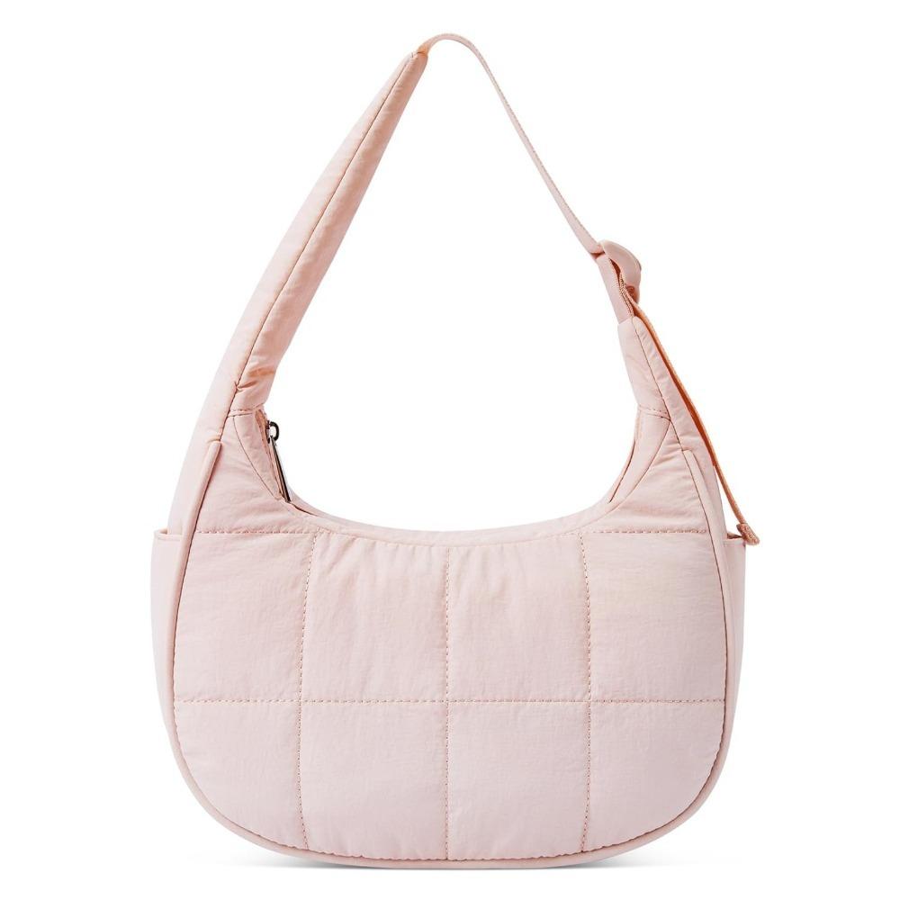 

Hot Nylon Handbag Large Capacity Waterproof Underarm Bag Puffy with Adjustable Strap Puffer Shoulder Bag Gift розовый
