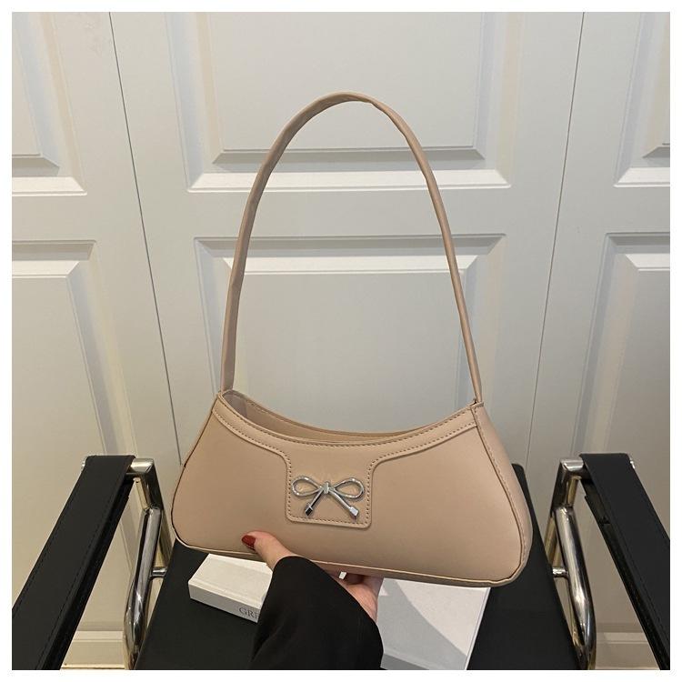 

Простая сумка под мышкой с бантом 2025 однотонная маленькая квадратная сумка женская универсальная модная повседневная на плечо женская сумка хаки