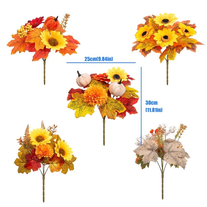 Seasonal Harvest Stem for Fall Vase Styling, Artificial Arrangement Piece for Table Display and Holiday Hosting