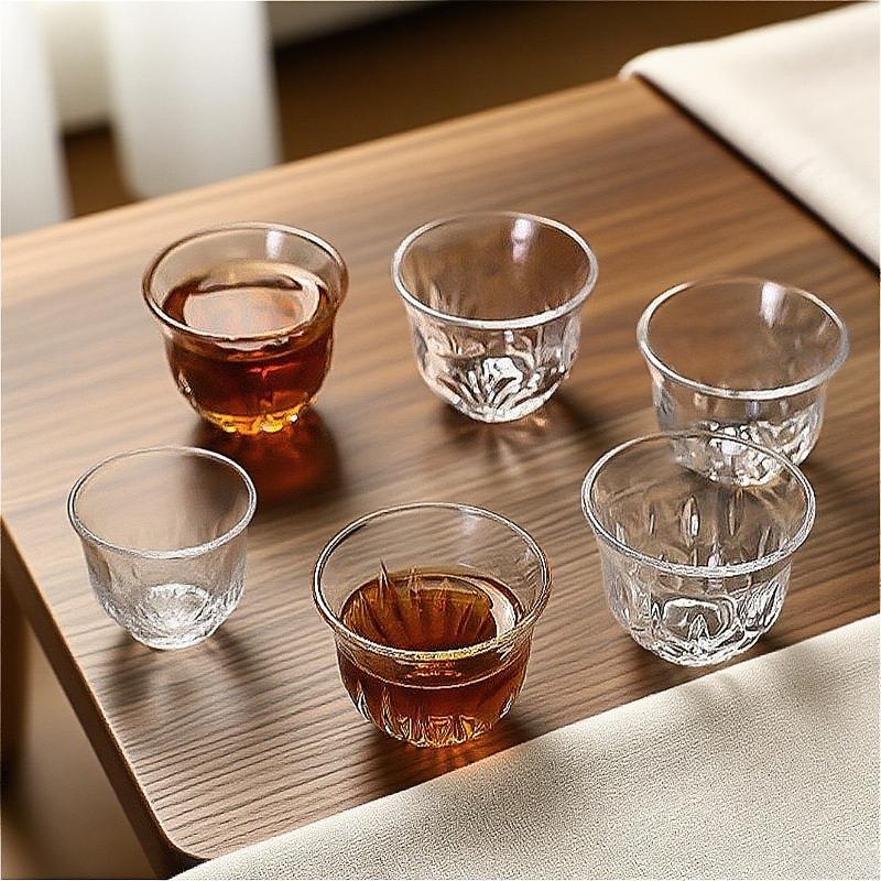 2pcs Sets Personalized Transparent Water Cup Creative Kung Fu Tea Cup Drinkware Small Tea Cup Household Drinking Glasses Gifts
