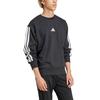 adidas Essentials Men's Black/White 3-Stripes French Terry Crewneck Sweatshirt JE6372