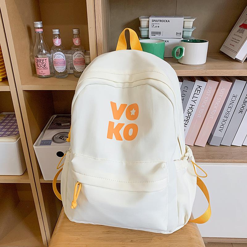 

New Couples High end Simple Letter Solid Color Ins College School Bag Casual Spring Outing Bag Backpack .