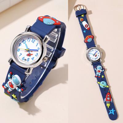 Spaceman Children Watch For 1-15 Years Old Boys Soft Silicone Cartoon Kid Wristwatch Clock