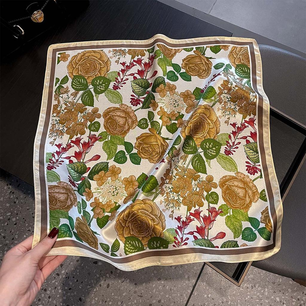 100% Silk Scarf Women Neck Hair Foulard Square Hijab Scarves Bandana 53cm New Wrap Kerchief Headband Shawls apaszka